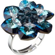 Evolution Group Stříbrný prsten s krystaly Swarovski modrá kytička 35012.5