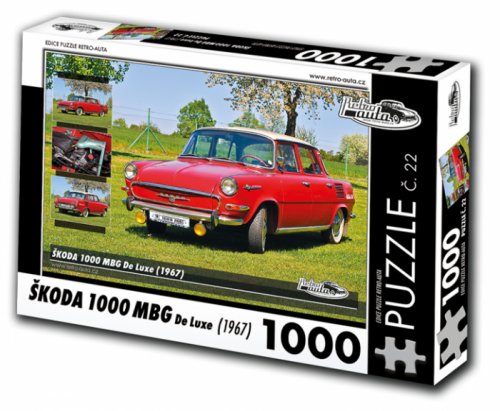 RETRO-AUTA© Puzzle č. 22 - ŠKODA 1000 MBG De Luxe (1967) 1000 dílků