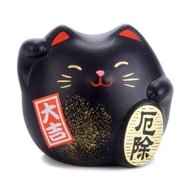 Japonská kočka štěstí Maneki Neko, černá S JPa