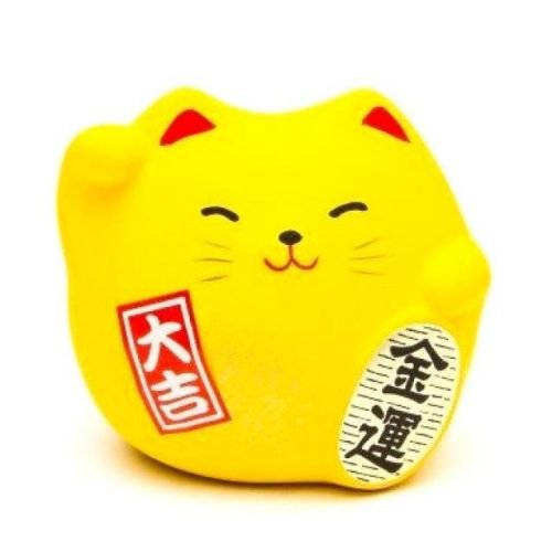 Japonská kočka štěstí Maneki Neko, žlutá S JPa