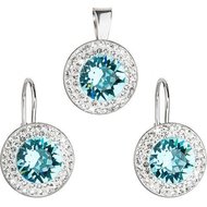 Evolution Group Sada šperků s krystaly Swarovski náušnice a přívěsek modré kulaté 39107.3 turquoise
