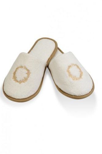 Soft Cotton Pánské pantofle SEHZADE 30 cm (vel.42/44) Smetanová / zlatá výšivka