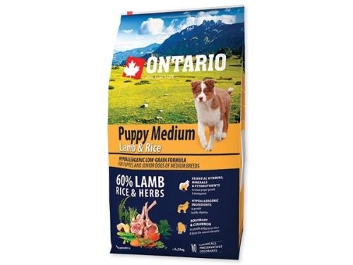 ONTARIO Puppy Medium Lamb & Rice 6,5kg