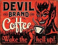 Posters Plechová cedule Devil Brand Coffee, (40 x 31,5 cm)