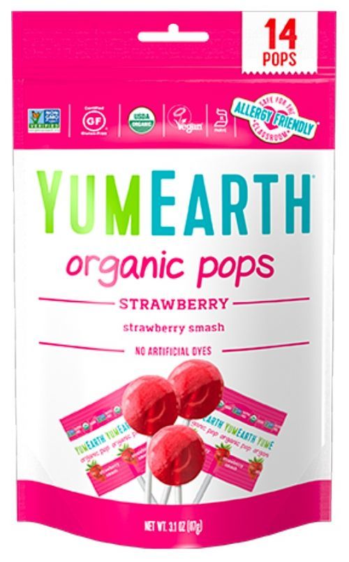 YumEarth BIO Ovocná lízátka s příchutí jahody, 14ks, 87g
