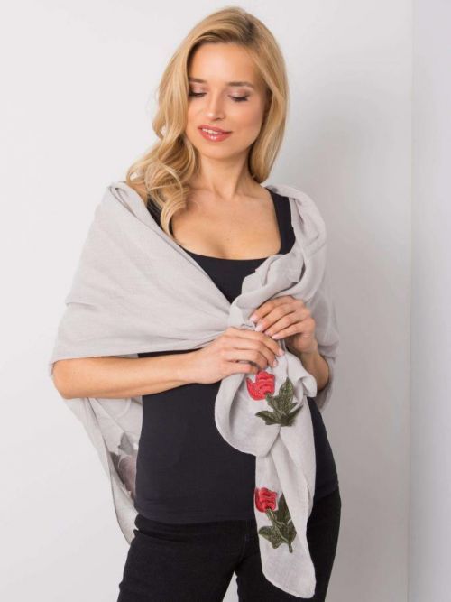 ŠEDÝ ŠÁTEK S VÝŠIVKOU RŮŽÍ AT-CH-BF25083-GREY Velikost: ONE SIZE