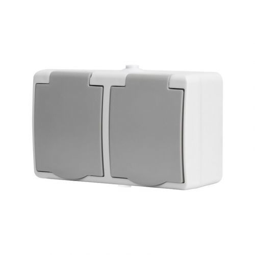 Solight dvojzásuvka do vlhka IP54, šedá 5B308