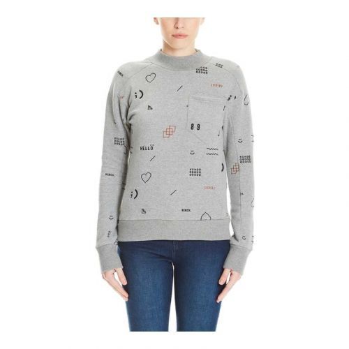 mikina BENCH - Velvet Embroidery Jumper Winter Grey Marl (MA1054) velikost: S