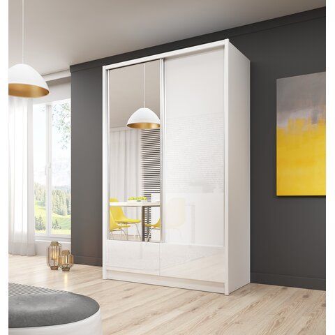 PIASKI Šatní skříň AVA I 130, bílý lesk/bílá 134x214x62 bílý lesk / bílá