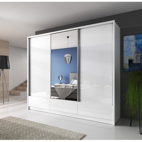 PIASKI Šatní skříň AVA I 250, bílý lesk/bílá 254x214x62 bílý lesk / bílá