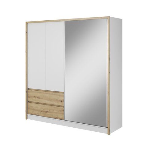 PIASKI Šatní skříň SOFIA 200, bílá/dub artisan 204x214x62 bílá / dub artisan