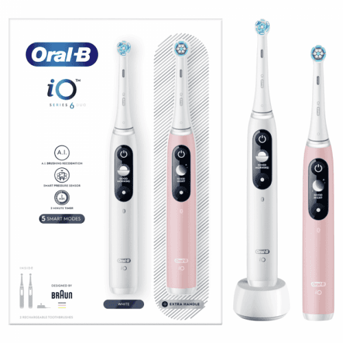 Oral-B sada elektrických zubních kartáčků iO – 6 – Bílý A Růžový