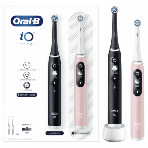 Oral-B sada elektrických zubních kartáčků iO Series 6 Duo Black / Pink Sand
