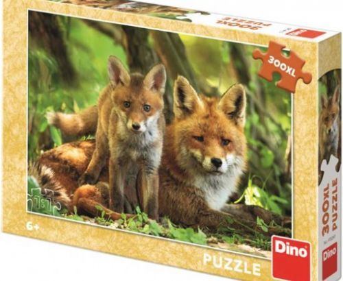 DINO Puzzle 300 dílků XL Liška s mláďátkem foto 47x33cm skládačka