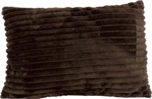 Hnědý sametový polštář PT LIVING Ribbed, 50 x 30 cm