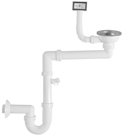 Bruckner Dřezový sifon šetřící místo s přepadem a odbočkou 1