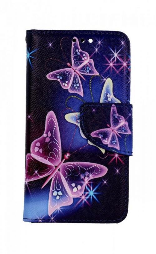 Pouzdro TopQ iPhone 13 mini knížkové Modré s motýlky 66415