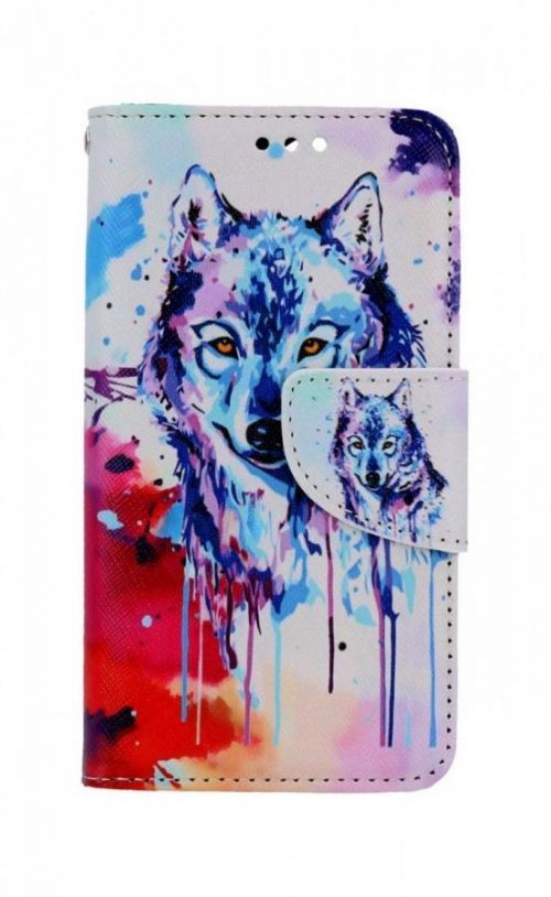 Pouzdro TopQ iPhone 13 mini knížkové Kresba vlka 66384