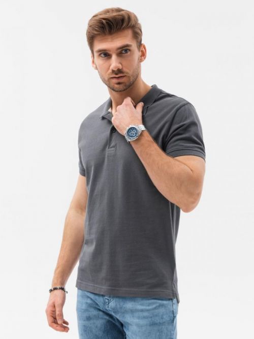 Ombre Clothing Pánské basic polo tričko Douglas tmavě šedá S1374