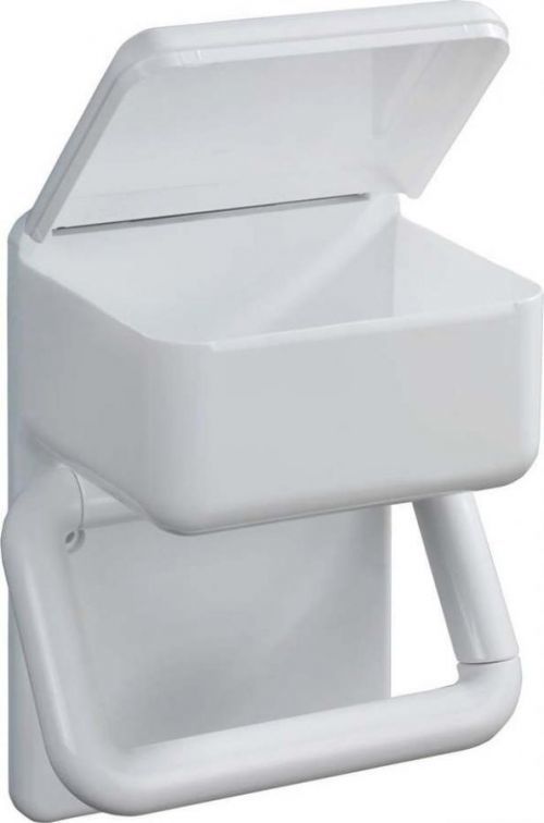 Bílý držák na toaletní papír s úložným prostorem Wenko Hold