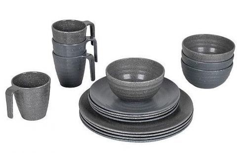 Sada nádobí Bo-Camp Tableware 100% Melamine Stone Barva: šedá