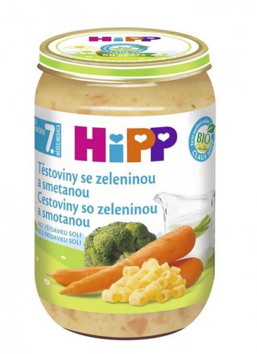HiPP BIO Těstoviny se zeleninou a smetanou od uk. 7. měsíce, 6 x 220 g