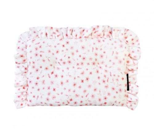 Lullalove Plochý polštářek z mušelínu Růžové Květinky