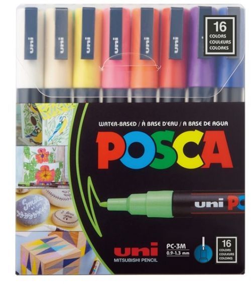 Akrylové popisovače POSCA, PC-3M - mix 16 barev