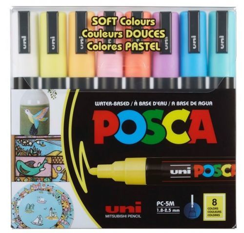 Akrylové popisovače POSCA, PC-5M - 8 pastelových barev