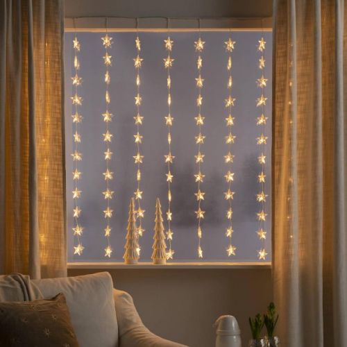 Konstmide CHRISTMAS LED světelný závěs Sterne, 120 zdrojů, jantar, plast, Energetická třída: G, L: 140 cm, K: 120cm