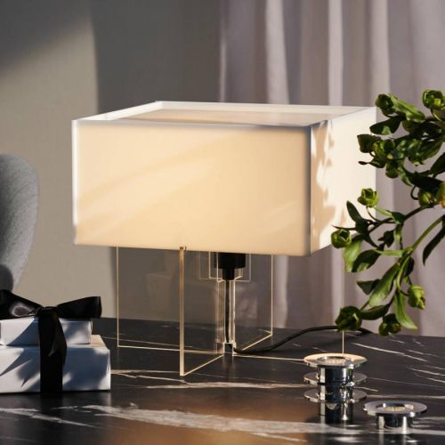 FRITZ HANSEN Cross-Plex stolní lampa, výška 30 cm, Obývací pokoj / jídelna, akryl, E27, 70W, P: 40 cm, L: 40 cm, K: 30cm