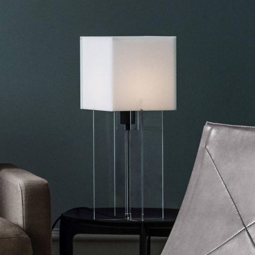 FRITZ HANSEN Cross-Plex stolní lampa, výška 50 cm, Obývací pokoj / jídelna, akryl, E27, 70W, P: 20 cm, L: 20 cm, K: 50cm