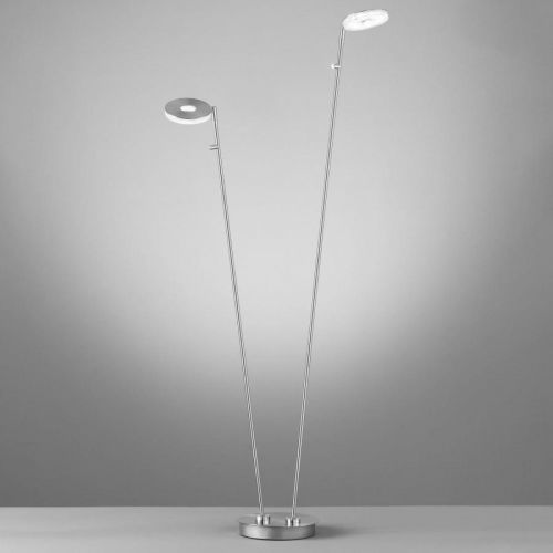 FISCHER & HONSEL LED stojací lampa Dent stmívací, CCT, 2 x 8W, nikl, Obývací pokoj / jídelna, kov, 8W, K: 135cm