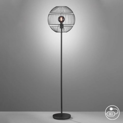 FISCHER & HONSEL Stojací lampa Drops s kovovým stínidlem, černá, Obývací pokoj / jídelna, kov, E27, 40W, K: 150cm