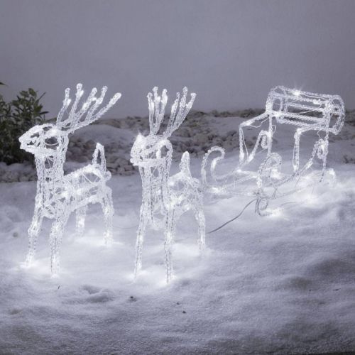 Konstmide CHRISTMAS Třpytivá LED venkovní dekorace Soby se saněmi, plast, 0.06W, Energetická třída: F, L: 70 cm, K: 42cm