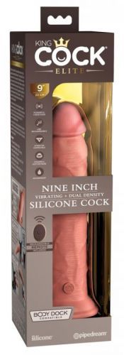 King Cock Elite 9 - adhesive, lifelike vibrator with remote control (23cm) - natural