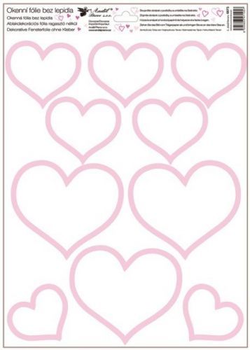 Anděl Okenní fólie - srdíčka - 42 x 30 cm - 6873