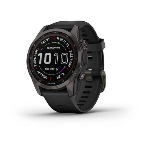 Garmin Fenix 7S PRO Sapphire Solar Titan Carbon Gray/ Black Silicone Band