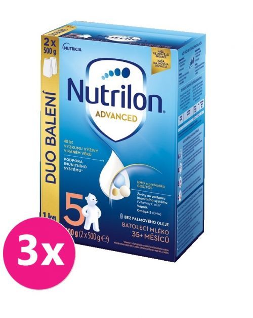 3x NUTRILON 5 Advanced batolecí mléko 1 kg, 35+
