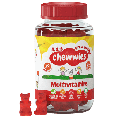 Chewwies Multivitamín (multivitamín pro děti), malina, 30 gumových bonbónů