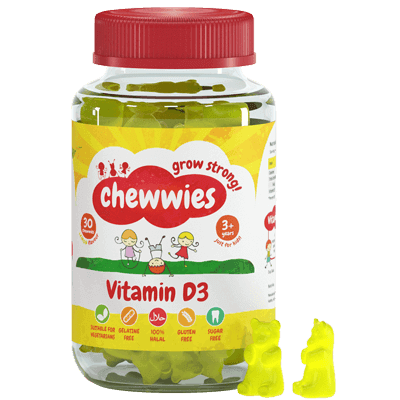 Chewwies Vitamin D3 pro děti, citrón, 30 gumových bonbónů