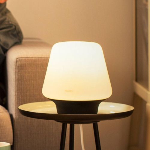 Philips HUE Hue White Ambiance Wellness stolní lampa, Obývací pokoj / jídelna, sklo, dřevo, E27, 8W, K: 19.3cm