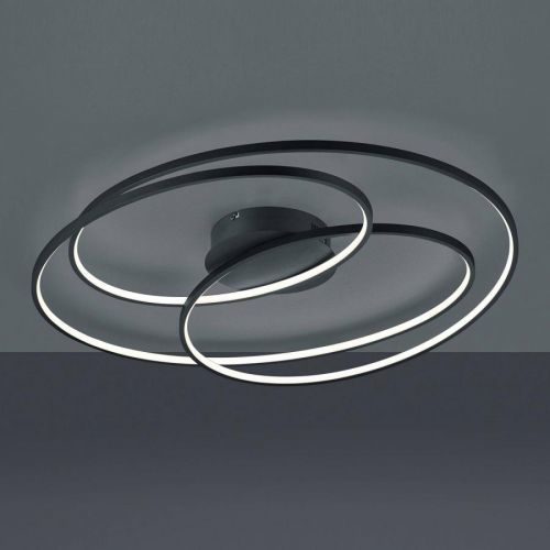 Trio Lighting LED stropní světlo Gale, 80 cm, černá matná, Obývací pokoj / jídelna, kov, 50W, P: 80 cm, L: 65 cm, K: 14cm