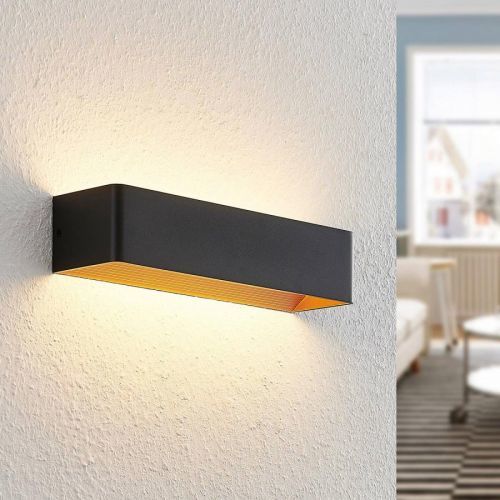 Arcchio Karam LED nástěnné světlo, 36, 5 cm, černé, Obývací pokoj / jídelna, hliník, železo, 12W, L: 36.5 cm, K: 8cm
