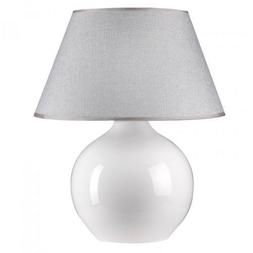 EULUNA Stolní lampa Sfera, výška 53 cm, bílá/šedá, Obývací pokoj / jídelna, textil, keramika, E27, 22W, K: 53cm