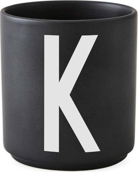 Černý porcelánový šálek Design Letters Alphabet K, 250 ml