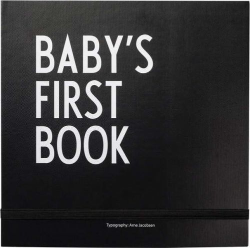 Černá dětská vzpomínková knížka Design Letters Baby's First Book