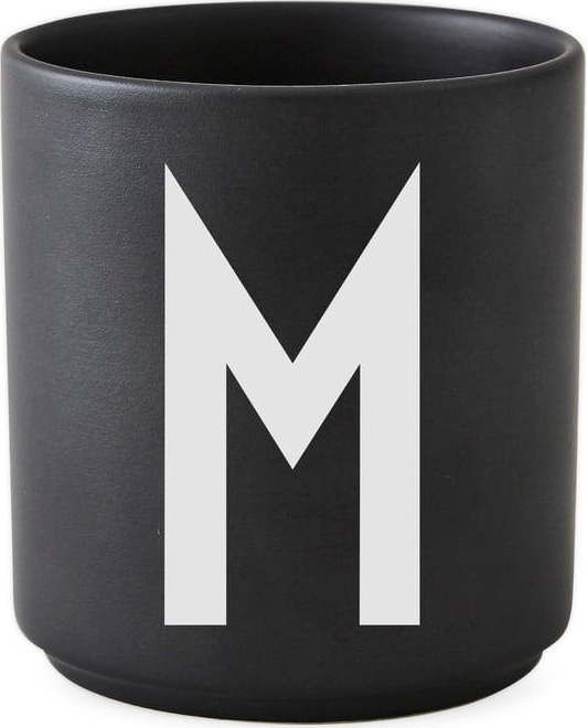 Černý porcelánový šálek Design Letters Alphabet M, 250 ml