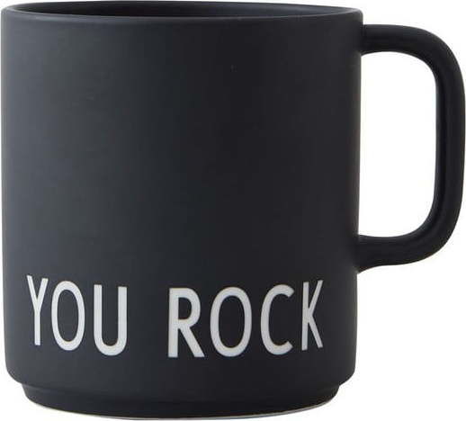 Černý porcelánový hrnek Design Letters You Rock