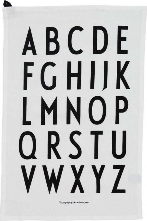 Bílá bavlněná utěrka Design Letters Alphabet, 40 x 60 cm